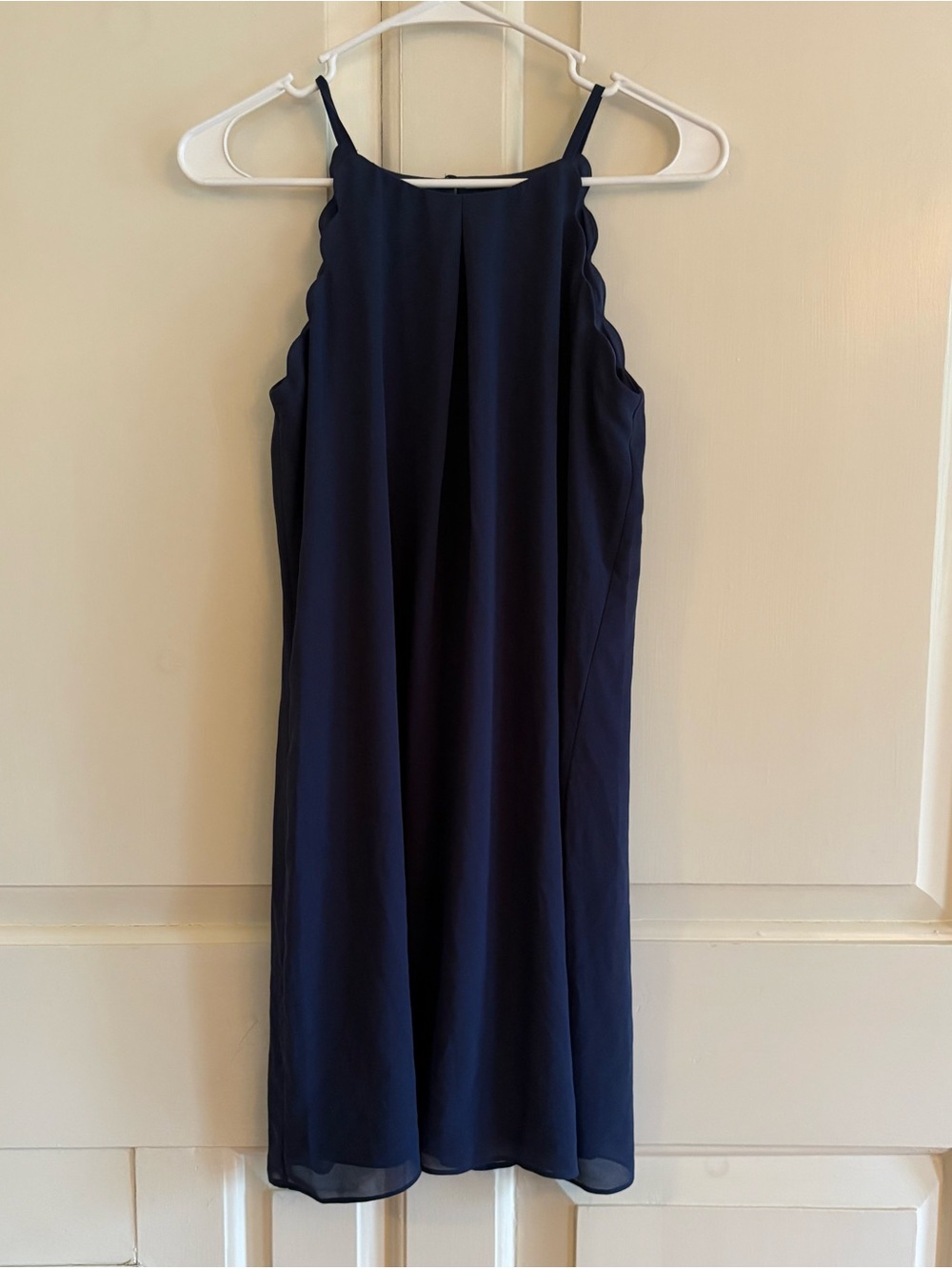 BCX Navy Scalloped-Edge Midi Dress